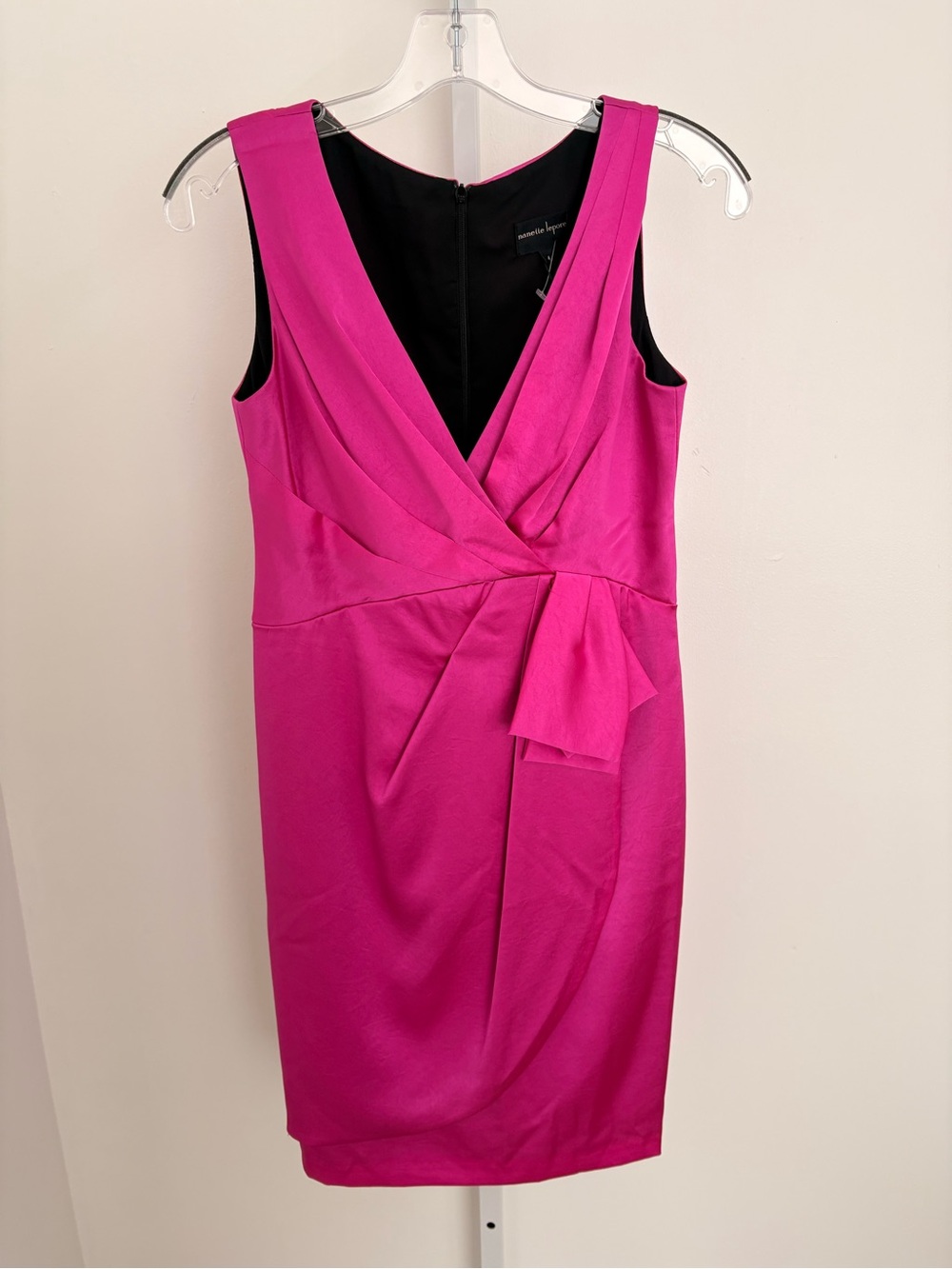 Nanette Lepore Hot Pink Sleeveless Wrap-Front Midi Dress
